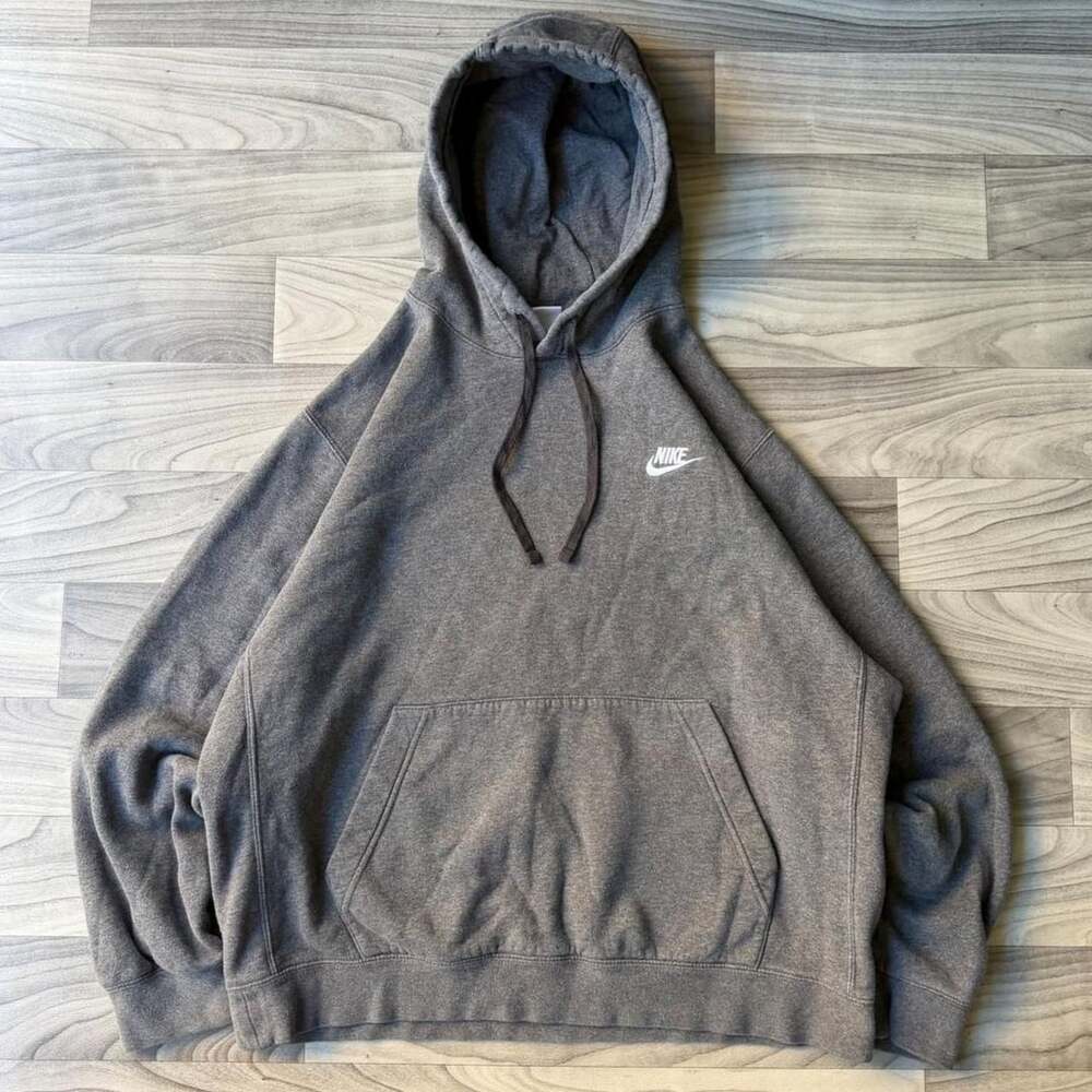 Nike Y2K Grey Hoodie Size L Pullover Sweatshirt